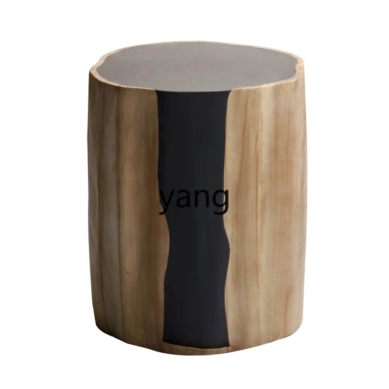 

Yjq solid wood root carving stool B & B hotel round stool base simple creative wooden pier low stool