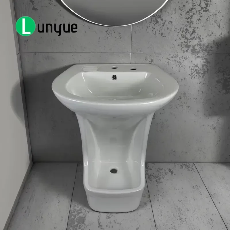 Ceramic Foot Basin Integrated Lavabo Wudu Bathroom Sanitary Ware Base for Muslim Washing Prayer Home Hotel Durable Easy Clean