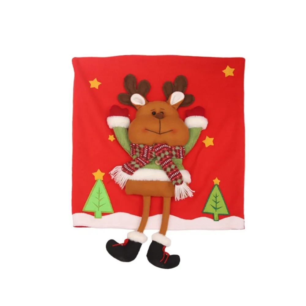 

Тканевый рождественский чехол на стул в мультяшном стиле, 3D дизайн, мультяшный чехол на стул, декор на спинку стула, креативный дизайн, чехол на стул с изображением лося и оленя