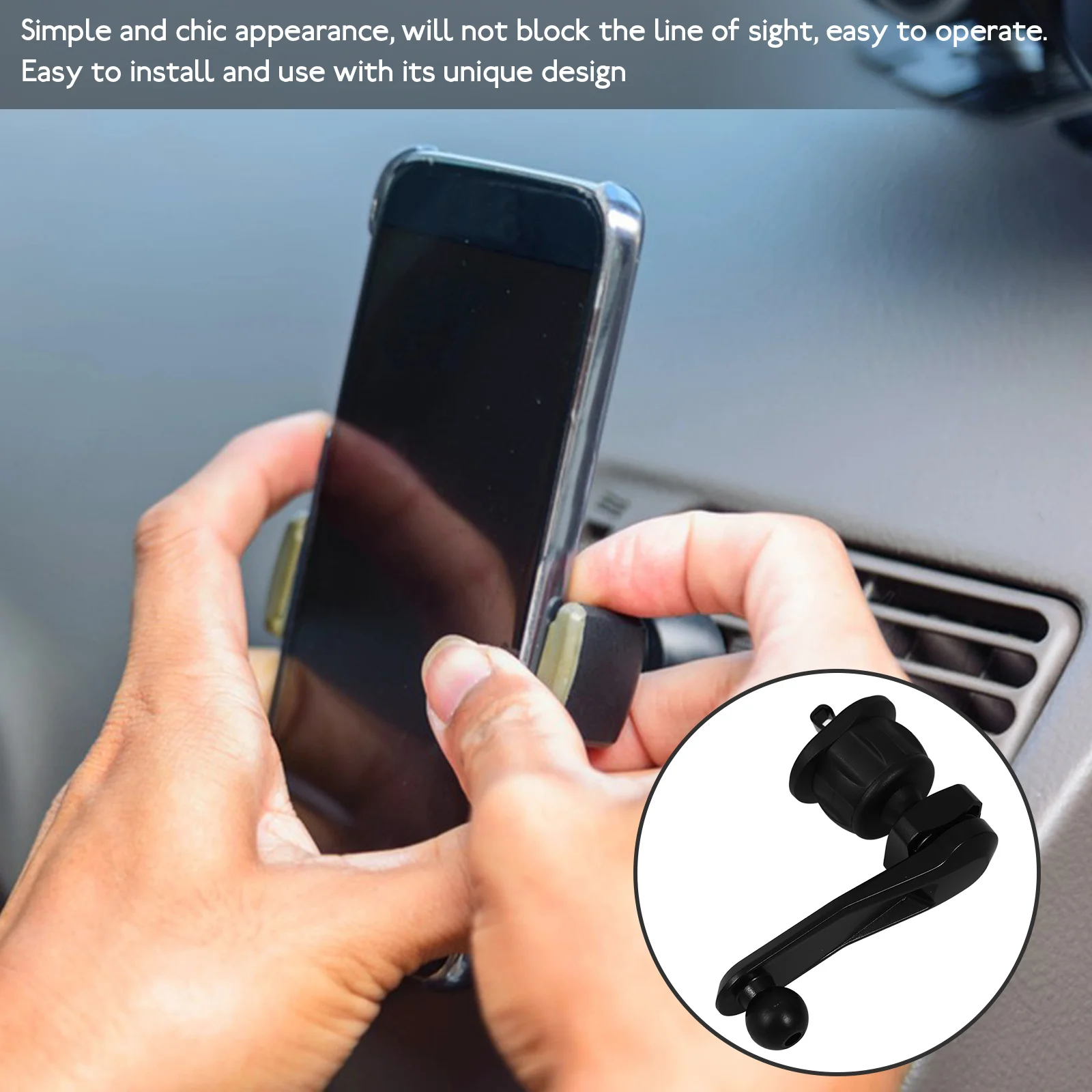 

1pc Car Phone Holder Mobile Vent Mount Extension Arm Bracket Black Rotating Clip Durable Practical Air Outlet Car Interior