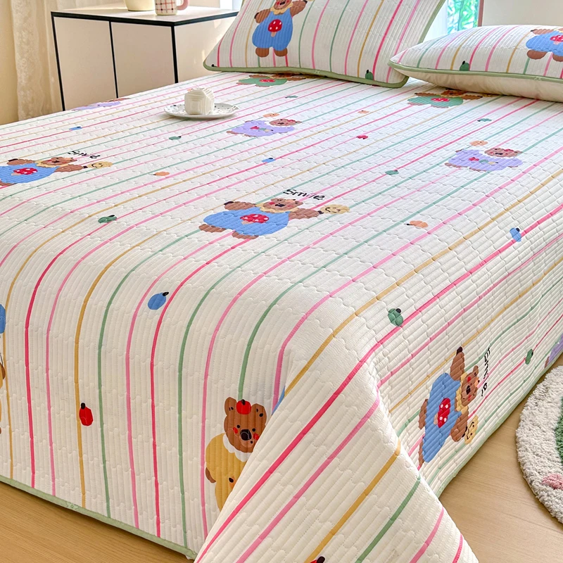 Bonenjoy Pure Cotton Bed Cover Cartoon Bedspread Adults Kids Room Mattress Protector Thicken Bed Linen 침대커버 (No Pillowcase)