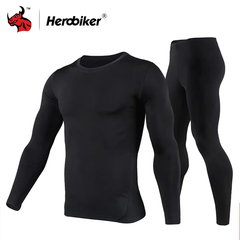 Herobiker Motorcycle Jacket Men Fleece Lined Thermal Underwear Set Skiing Suit Winter Warm Moto Jacket Clothing 3 Colour