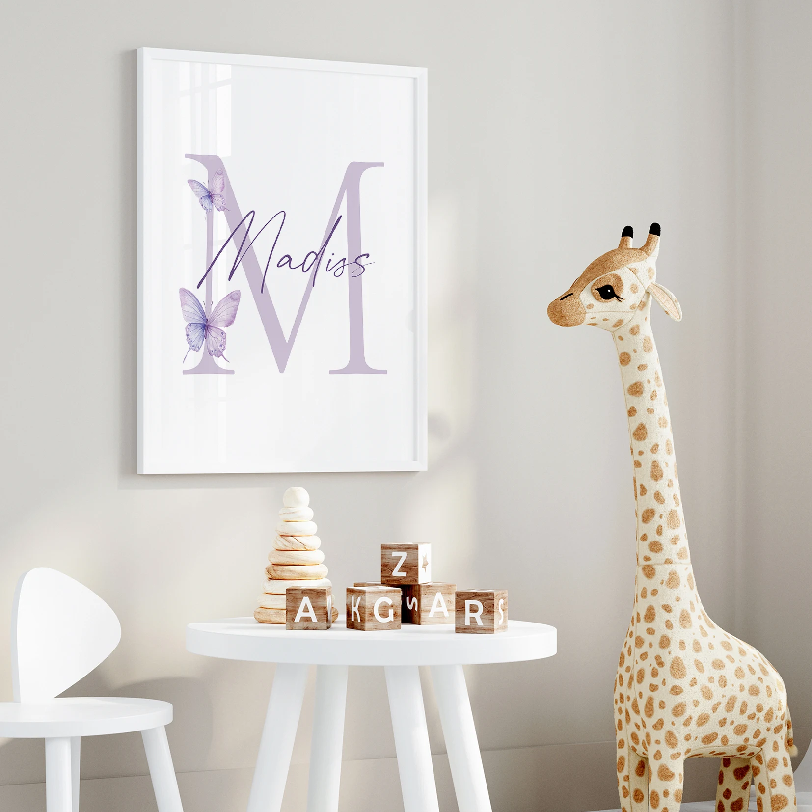 3 szt. Personalizowane Imię Czarne Elfie Fioletowe Kwiaty Motyle Obraz na Ścianę Dekoracja do Salonu Pokoju Dziecięcego