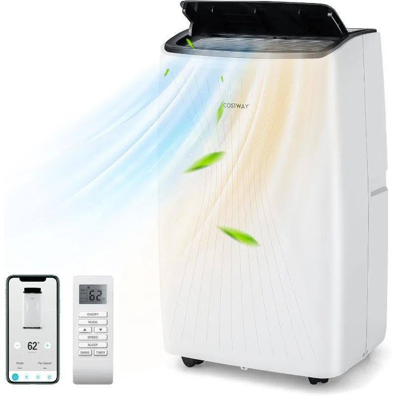 12000BTU Portable Air Conditioner with Heat, Smart WiFi Enabled AC Unit, Fan & Dehumidifier, w/ 24H Timer, Sleep Mod