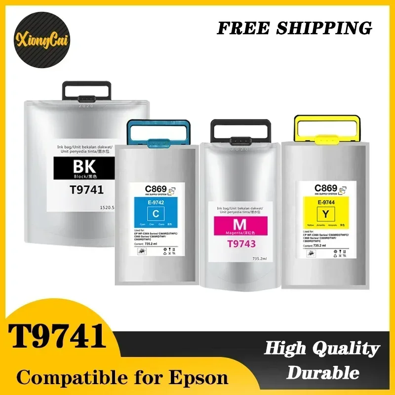 1Set T9741 T9742 T9743 T9744 Compatible Ink Bag Cartridge For Epson WorkForce Pro WF-C869R WF-C869RDTWFC WF-C869RD3TWFC Printer