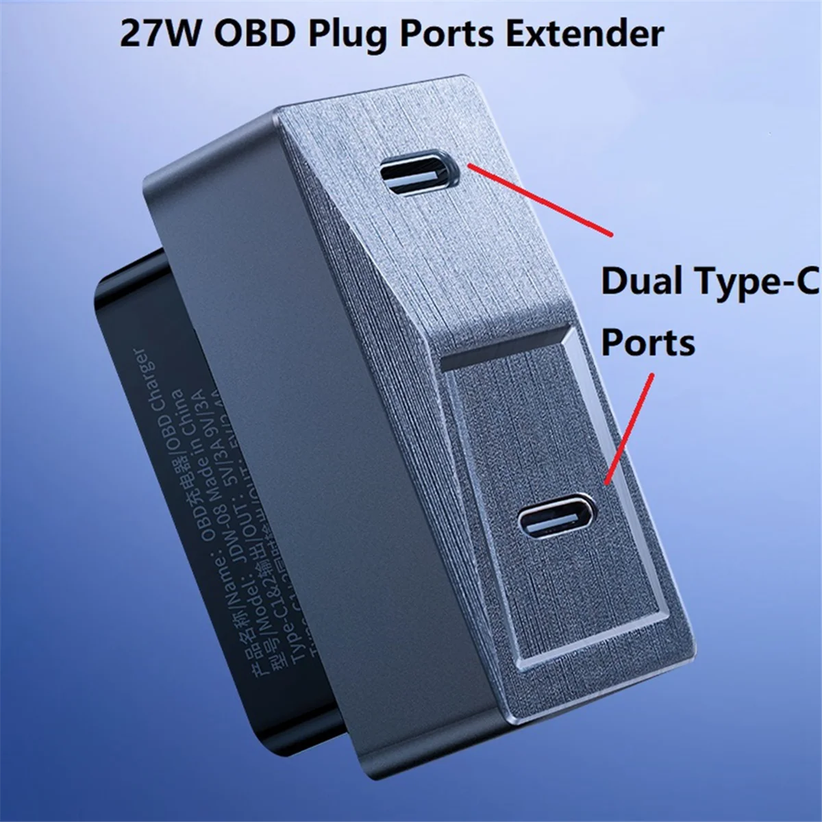 Adaptador OBD oculto para Tesla modelo 3 Highland 2024, carga rápida, 27W, Plug and Play, USB-C, puertos duales