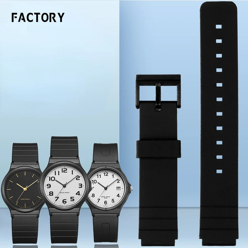 Watchband for Casio Small Black Watch Watch MQ-24 Mw59 MW-240 Men's and Women's Resin Silicone Watch Strap