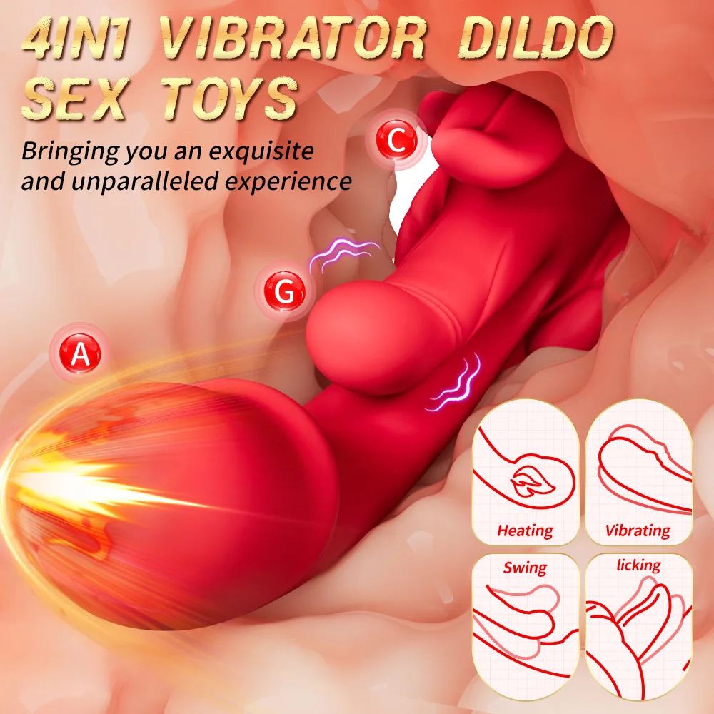 Female Masturbator! 4 IN 1 Swing Tongue Dildo Vibrator for Women G Spot Stimulator For Clitoral Vaginal Anal Adult Sex Toys 18+