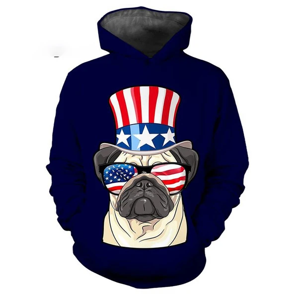 

New Fashion Hot Sale 3D Pug Dog Sweatshirts Men Women Tops Casual Long Sleeve Pullover Print Harajuku Streetwear Hoodies