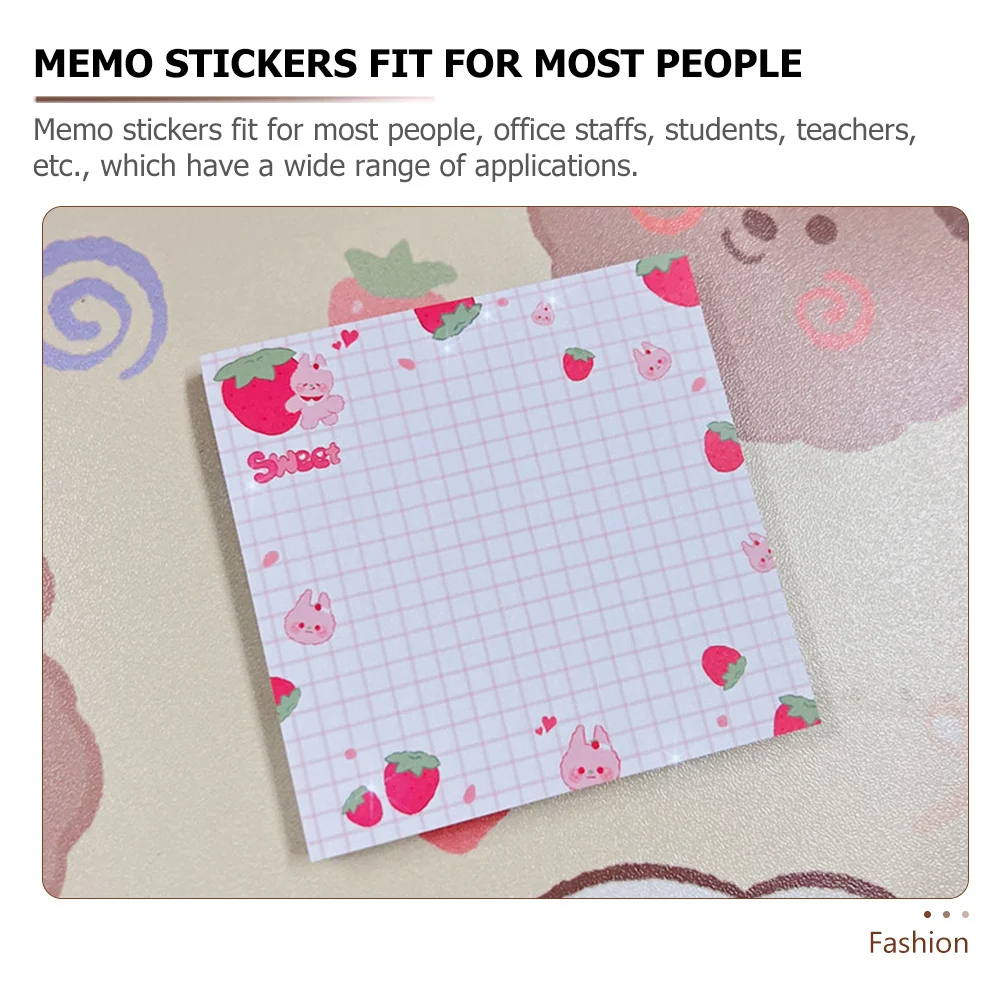 

4 Books Fruit Shaped Tearable Memo Stickers Smooth Writing No Smudge Reusable Note Pads for Office School Home Daily Use
