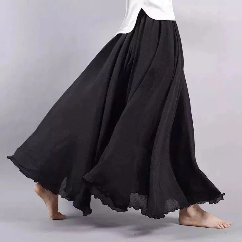 Fashion Elastic Casual Solid Color Folds Skirts Women\'s Clothing 2024 Summer New Loose All-match High Waist Skirts