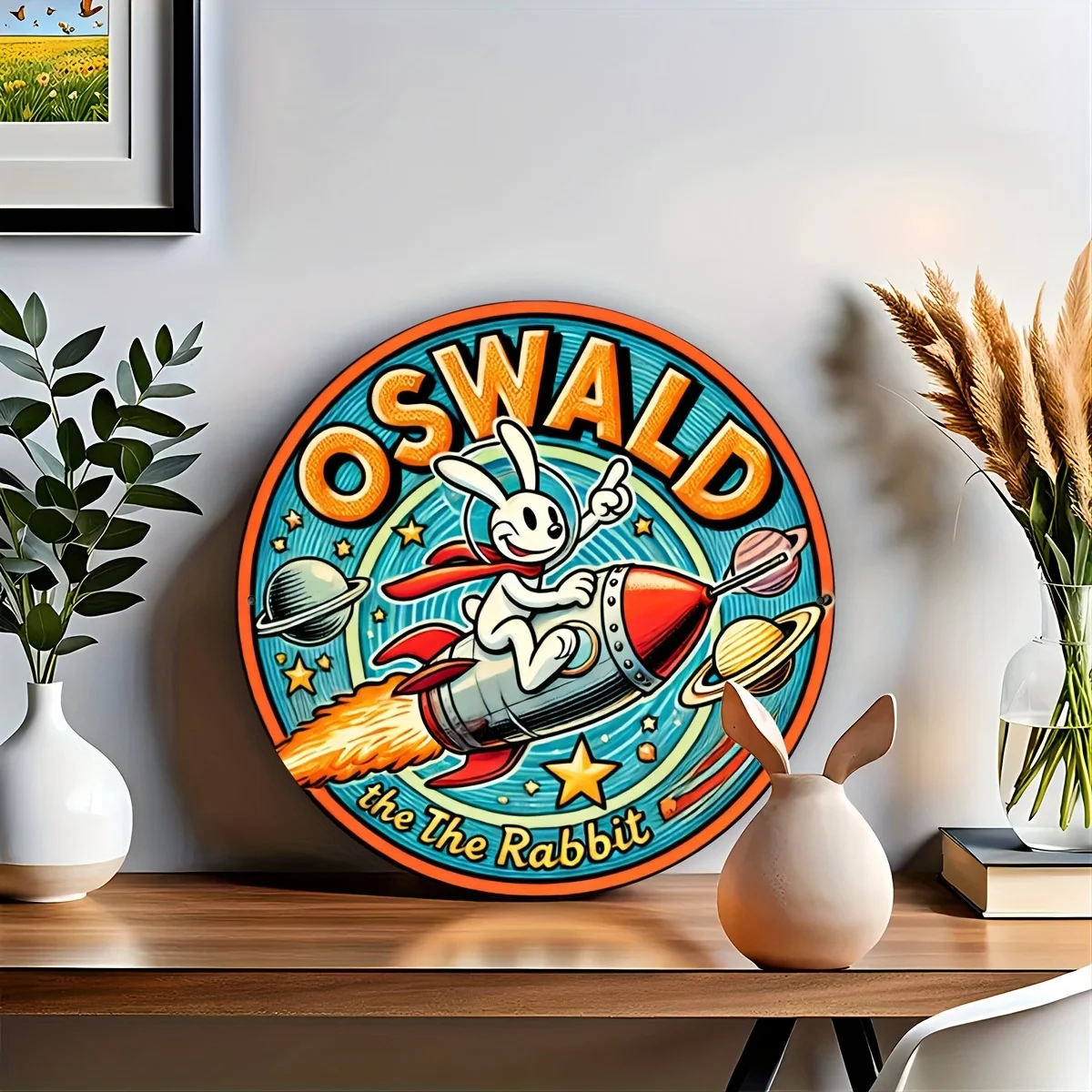 2D Flat Room Decor Retro Aluminum Circular Sign 