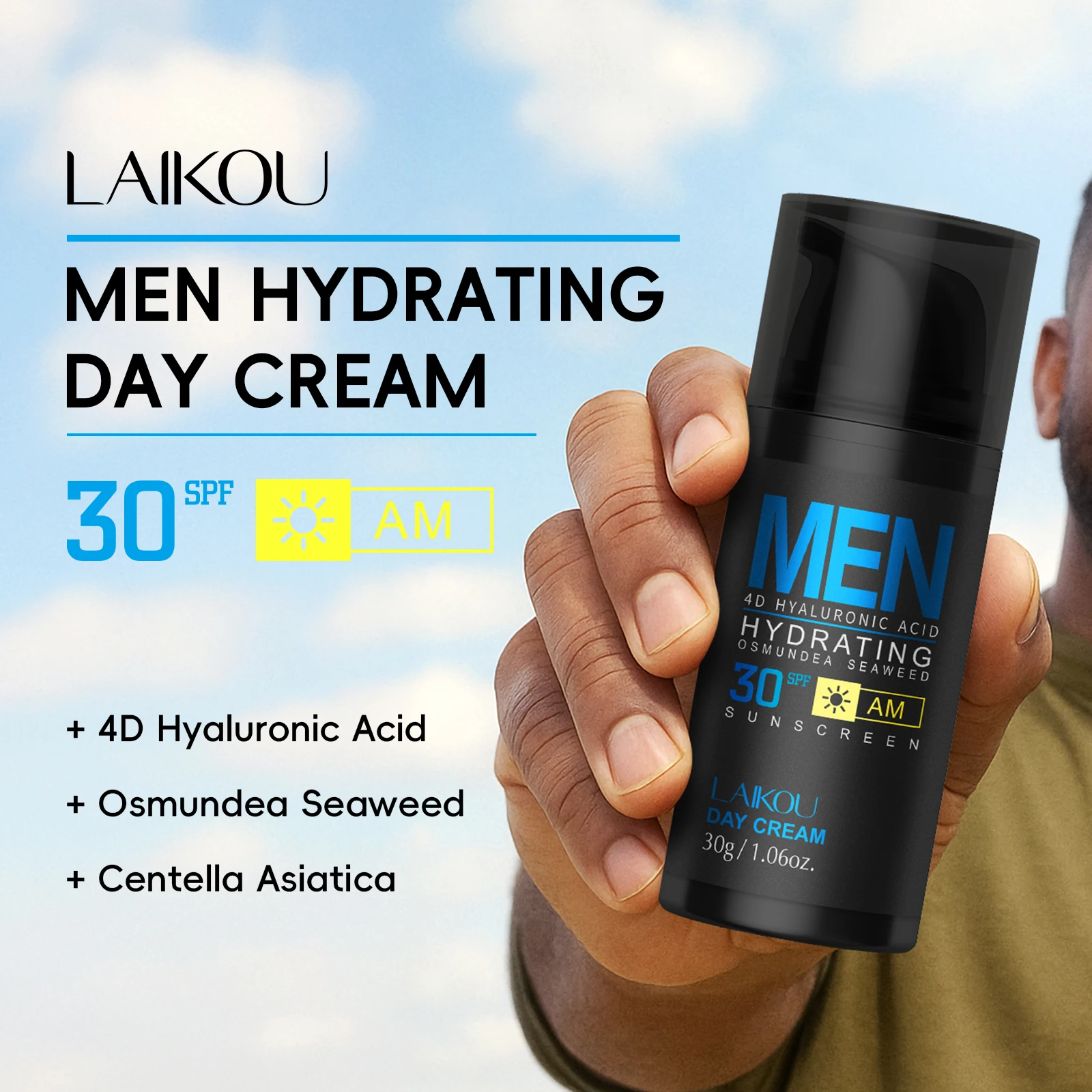 

LAIKOU Мужской увлажняющий дневной крем SPF30 Многоуровневое увлажнение 30 г Увлажняющая защита от солнца для мужской кожи