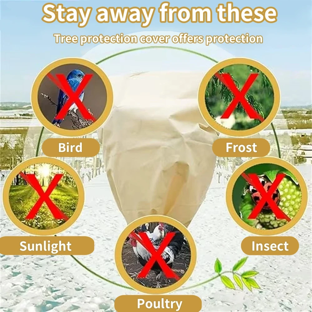 Plant Anti-freeze Protective Cover Cold-proof Tree Cover Winter Warm and Breathable Drawstring With Zipper  1 piece