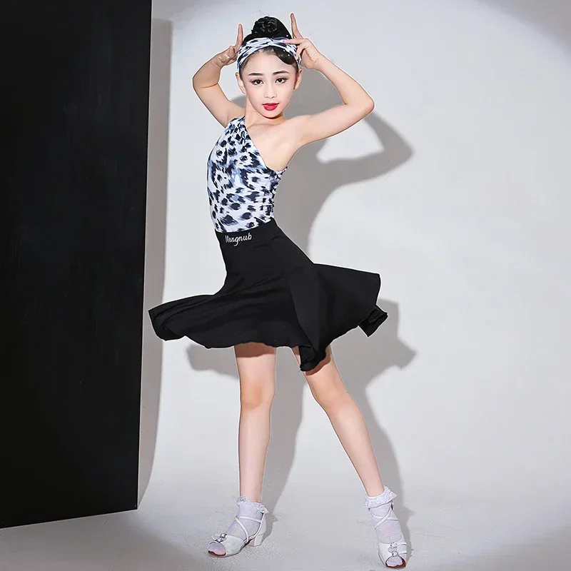 Kids Dresses for Girls Latin Dance Dress Short Sleeve Ballroom Competition Practice Solid Tango Stage Performance Costumes