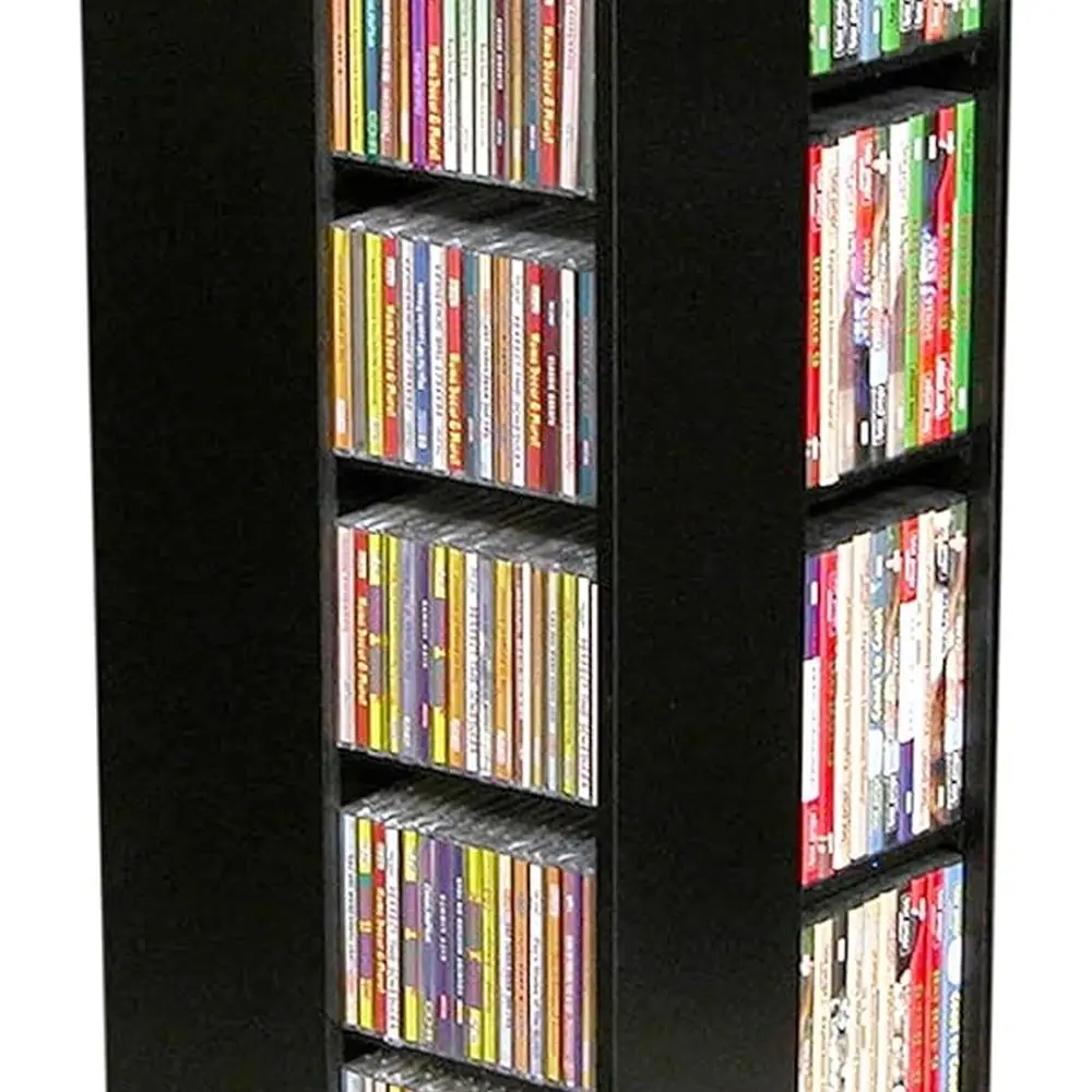 600mm Black Rotating Media Tower for Storage and Display