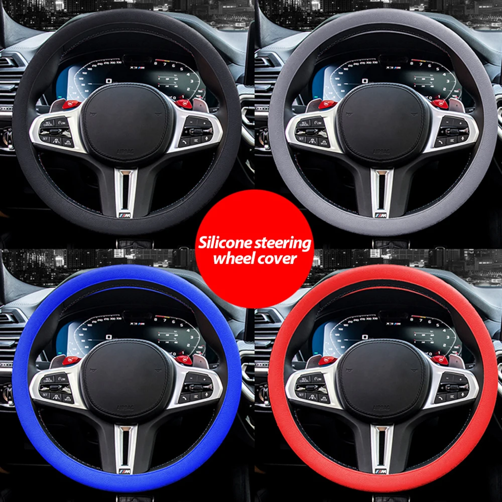 Car Silicone Steering wheel cover Elastic Glove Cover Texture Multi Color Universal Auto Decoration Covers Interior Accessories