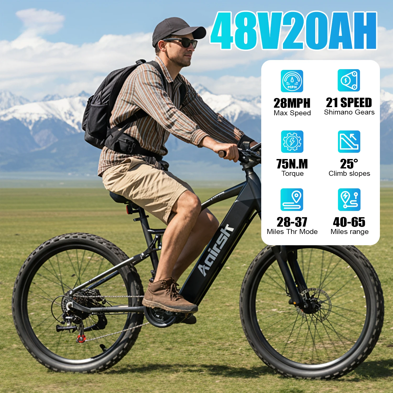 Aairsk XT90 26" Fat Tire E-Bike 3