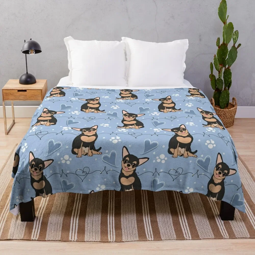 

LOVE Black Tan Chihuahua Throw Blanket Soft Warm Blanket Gift for Grandparents