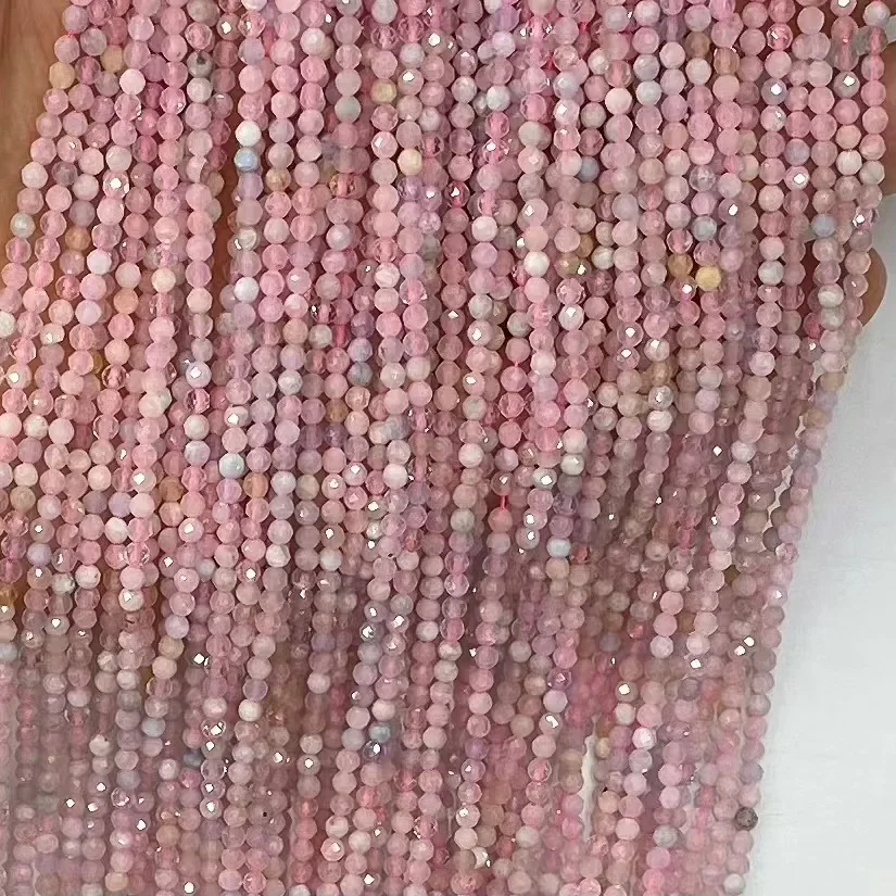 Natural Morganite facted Loose Beads for Women Jewelry Making DIY Bracelet Necklace 38cm Accessories Manufacturer Wholesale