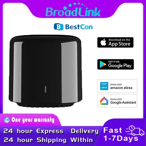 Imagen 1 del producto Broadlink-mando a distancia BestCon Rm4c para el hogar, minidispositivo inteligente con WiFi, IR, para aire acondicionado, TV, Control por voz por Alexa y Google Home