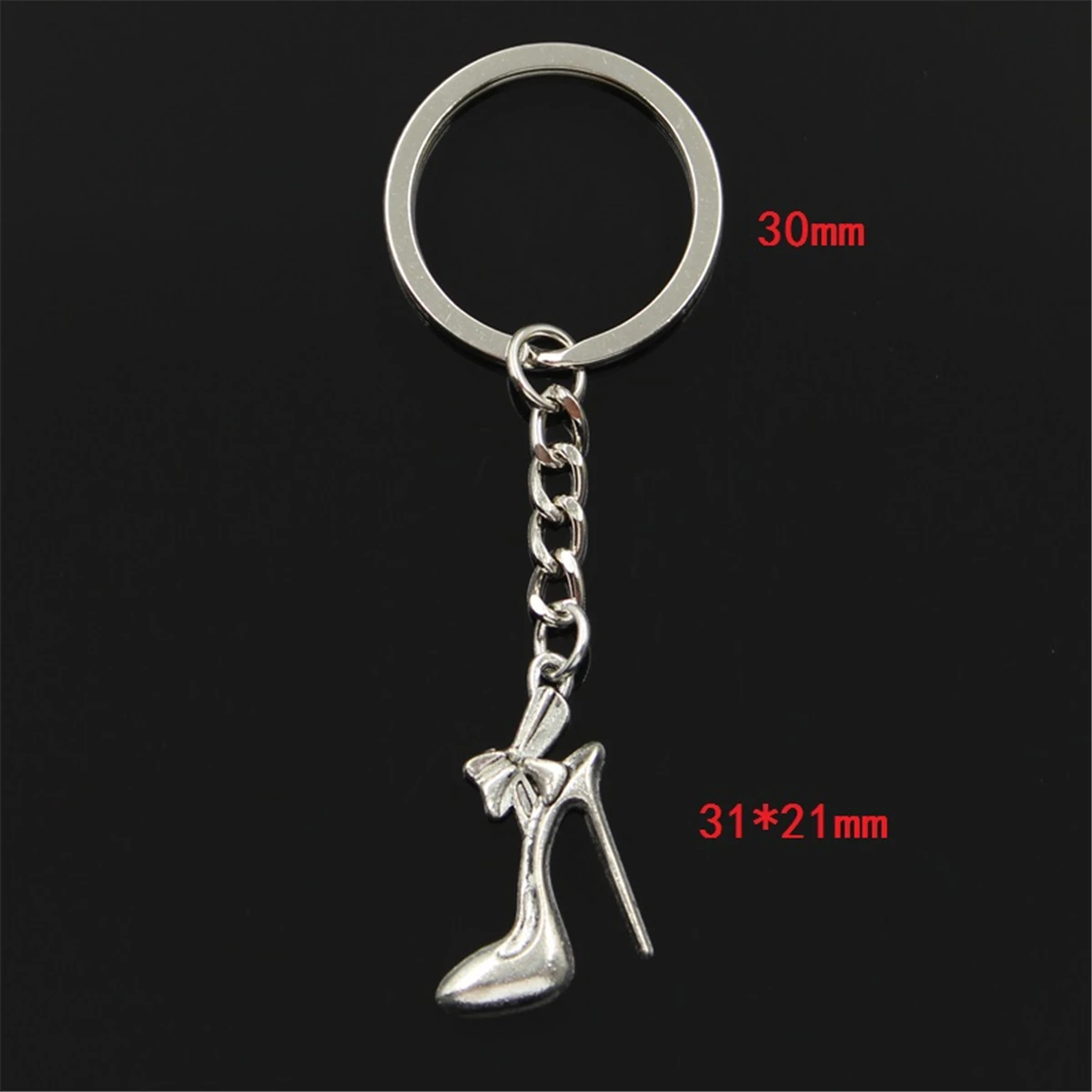 Fashion Keychain 31x21mm High Heels Shoes Silver Color Pendants DIY Men Jewelry Car Key Chain Ring Holder Souvenir For Gift