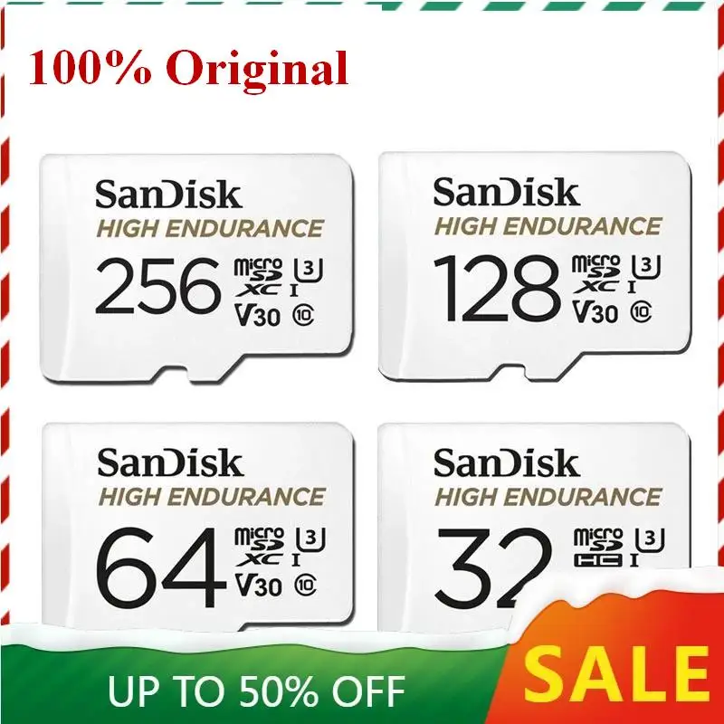 SanDisk High Endurance การตรวจสอบวิดีโอ TF Card 32GB 64GB 128GB 256GB MicroSD การ์ด SDHC/SDXC class10 40เมกะไบต์/วินาทีสำหรับรถหน่วยความจำโทรศัพท์