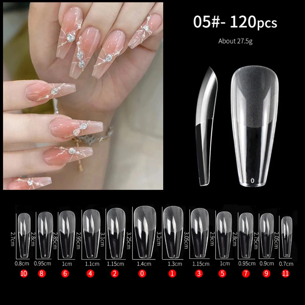 120 Pieces Professional Frosted Ultra-Thin Nail Tips Comfortable Fit Manicure Chips for Women Female DIY Nail Art Tools