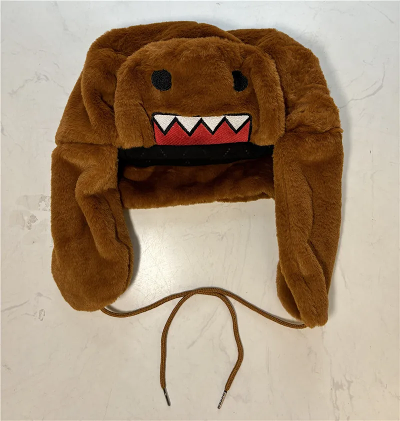 Unisex Domo Kun Anime chapéu de pelúcia, inverno bonito Ushanka, boné quente, desenhos animados, homens e mulheres