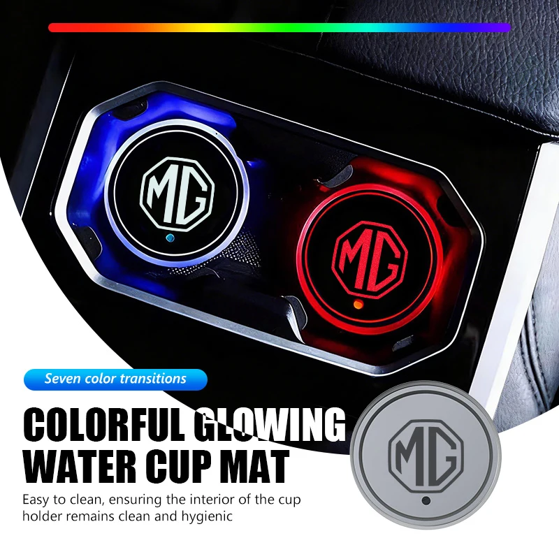 7 Colors LED Car Cup Holder Lights Luminous USB Charging Water Cup Coaster Pads For MG MG3 MG5 MG6 MG7 ZR ZS GS HS TF GT Hector