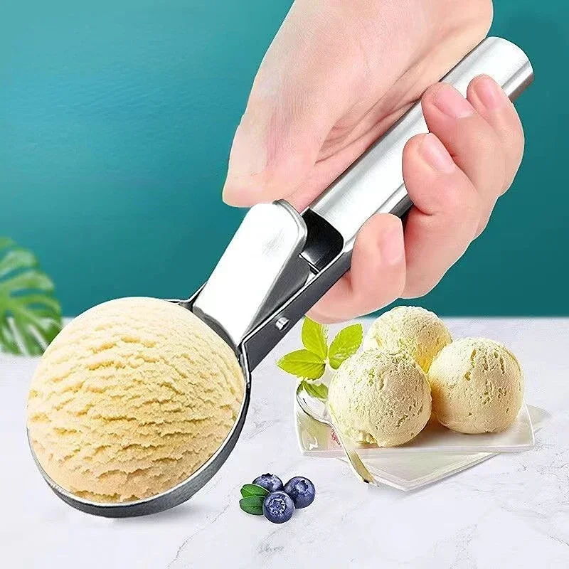 Multifunctional Ice Cream Scoops Stainless Steel Dual-Purpose Scoop Fruit Watermelon Spoon Ball Scoop Household Ice Cream Tools