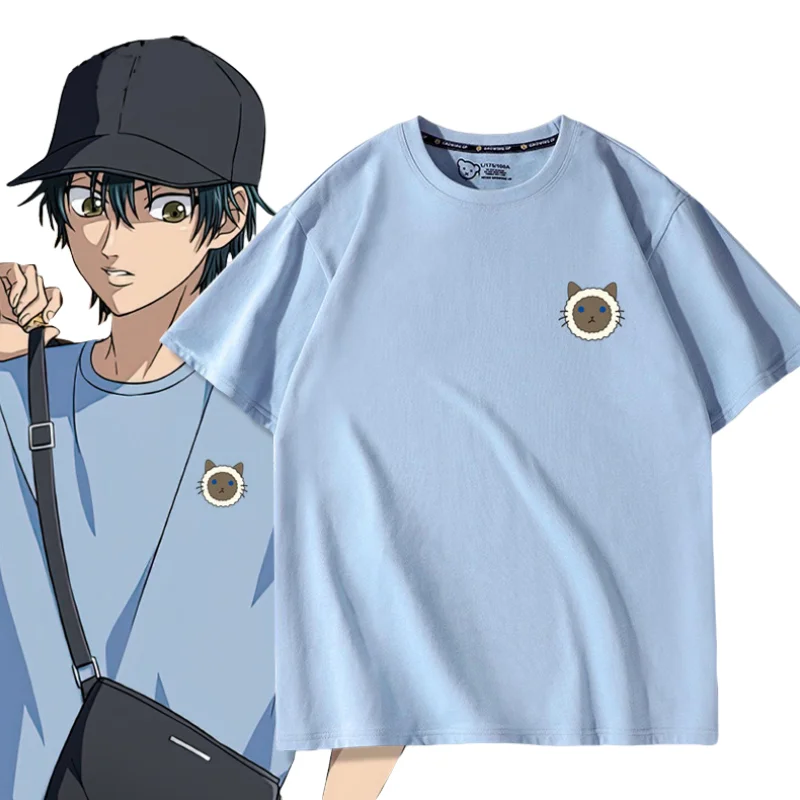 Anime książę tenisa SEIGAKU TENNISCLUB Echizen Ryoma T Shirt męska odzież sportowa na co dzień bawełniane koszulki z krótkim rękawem