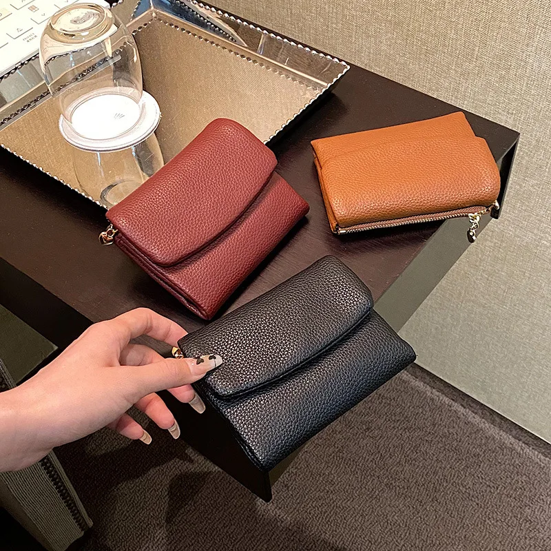 

Coin Purse Genuine Cow Leather Short Wallet Trifold for Small Women's Purses Clutch Cowhide Card Holder Travel Card Wallets