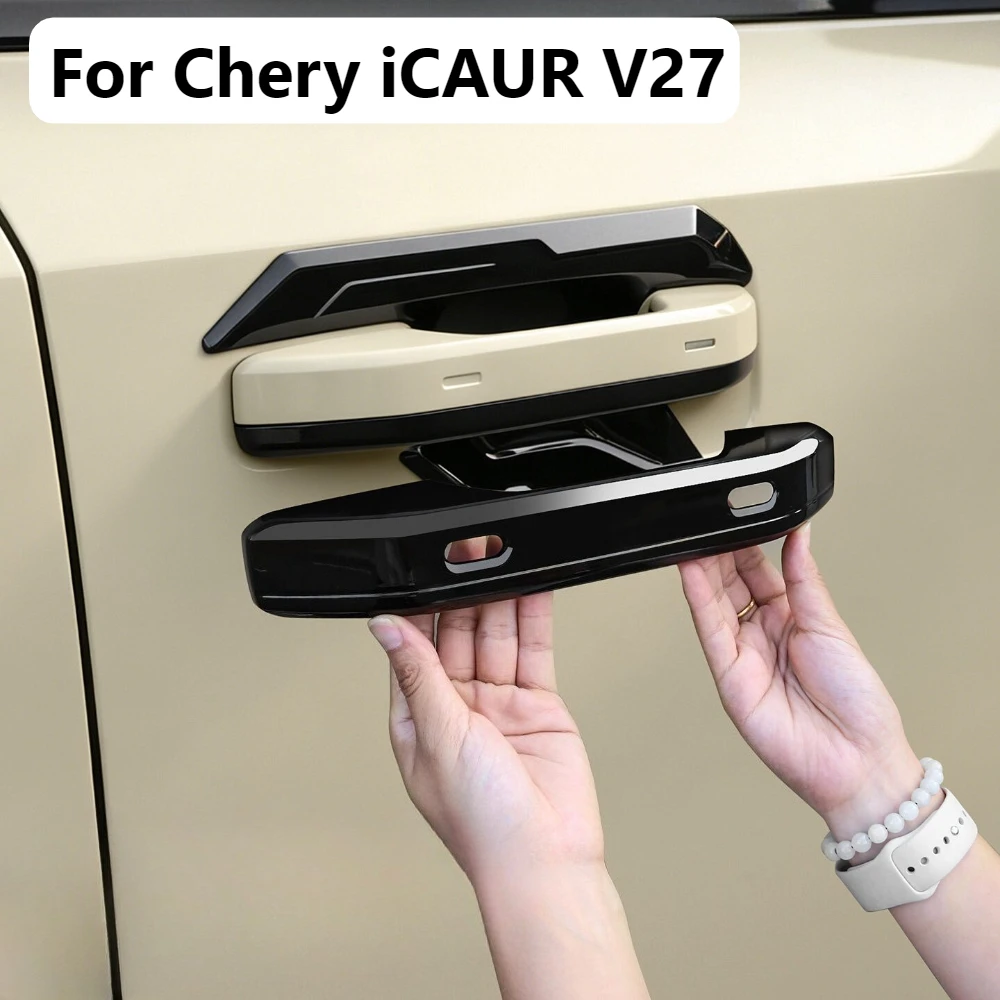 For Chery iCAR iCAUR V27 2026 ABS Glossy Black Door Handle Cover Tailgate Handle Bowl Protector Exterior Accessories