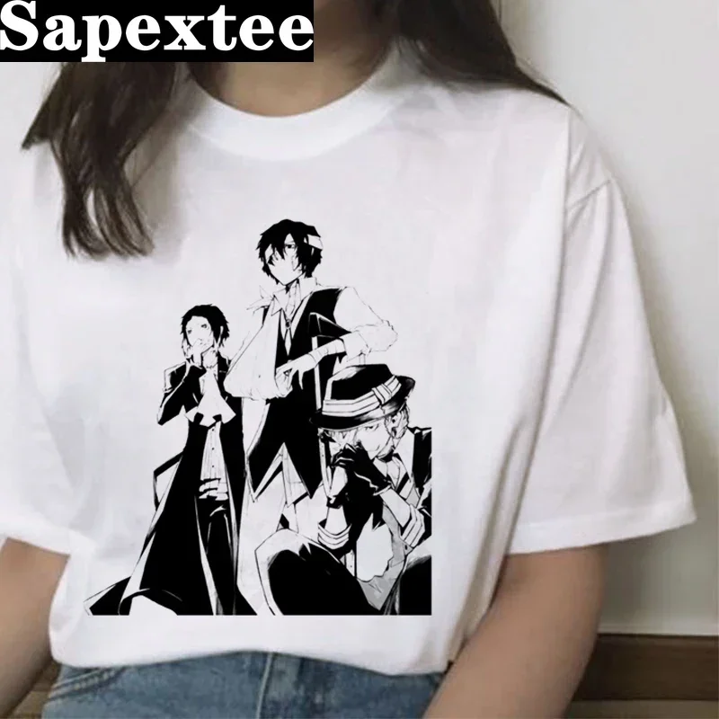 Bungou Stray Dogs 여름 상의, 여성용 흰색 티셔츠, 그래픽 티셔츠, 여성용 2024 프린트, 하라주쿠 카와이 스트리트웨어