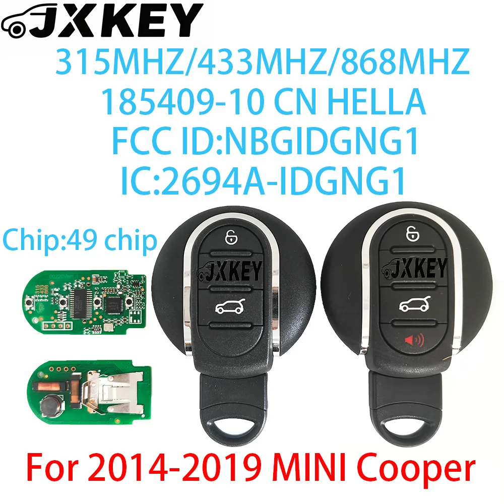 

JXKEY Key Shop ID49 Chip Smart Car Key For 2014-2018 MINI Cooper Clubman F-series F55 F56 Keyless Go NBGIDGNG1 315/433/868MHz