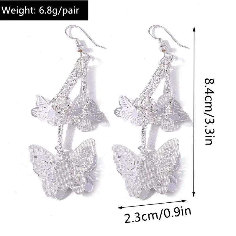 Aihua Fashion Silberfarbene Ohrringe mit Herz-, Blumen- und Schmetterlingsmotiven für Damen, Hochzeits- und Party-Schmuck, Geschenke, Statement-Ohrringe – Detail 9