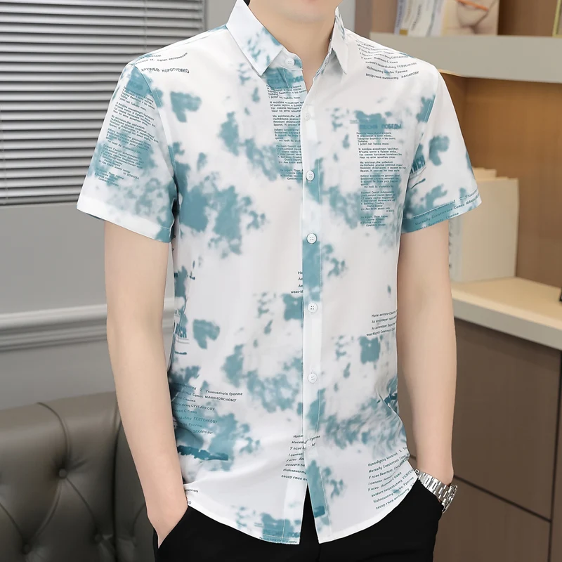 2026 Summer New Style High-Quality Ice Silk Elastic Youth Short-Sleeved Shirt for Men