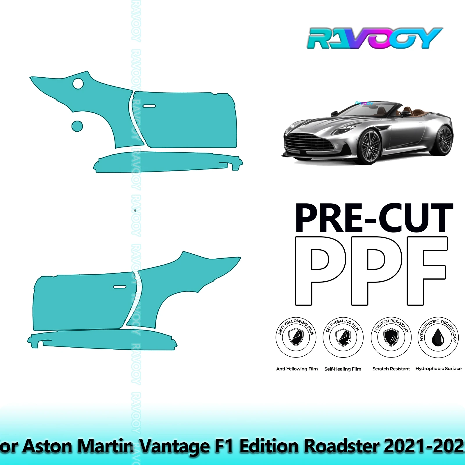 

For Aston Martin Vantage F1 Edition Roadster 2021-2023 8.5mil Pre-Cut PPF Door & A/B Pillar Kit TPU Paint Protection Film Set