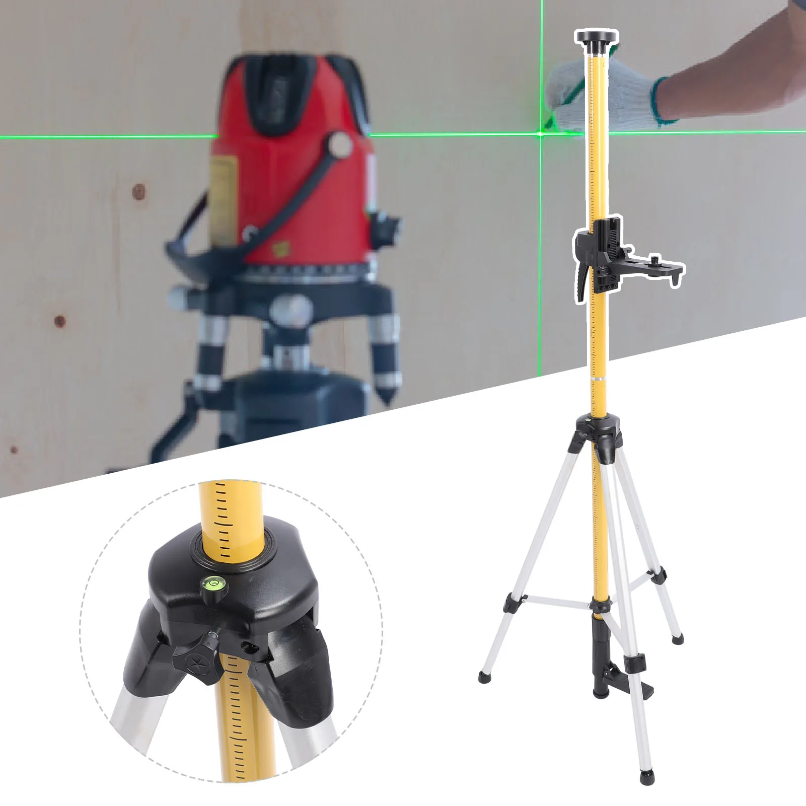 support-de-tige-de-montage-de-niveau-support-de-filetage-1-4-a-20-ensemble-de-trepieds-a-pole-telescopique-reglable-pour-rotation-et-niveleur-de-ligne