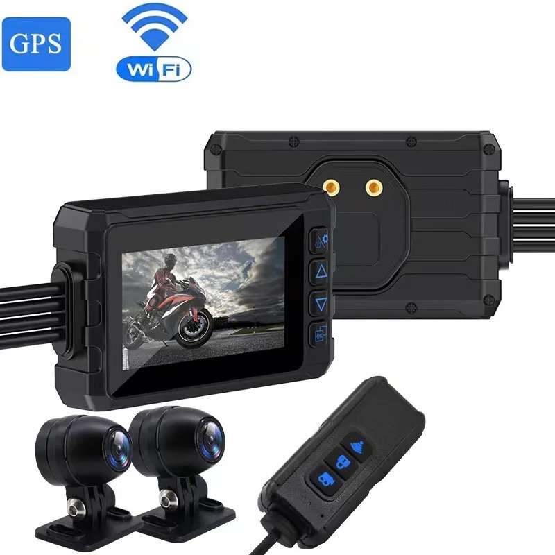 

With GPS Wifi 3Inch Motorcycle DVR HD 1080P Dual Lens Motorbike Video Recorder IP65 Waterproof Night Vision With wired remote