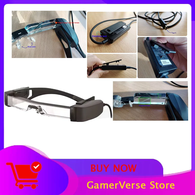 Epson Moverio BT-40 Smart Glasses AR-Headset 120 Zoll Full HD 1080P OLED-Mikroprojektion Freisprecheinrichtung für Smartphones bis zu 6,8 Zoll