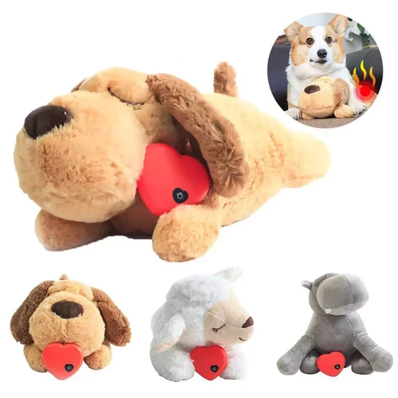 Puppy Behavioral Training Toy Accessories Electirc Heartbeat Toy Plush Pet Snuggle Anxiety Relief Sleep Aid Doll Accessories