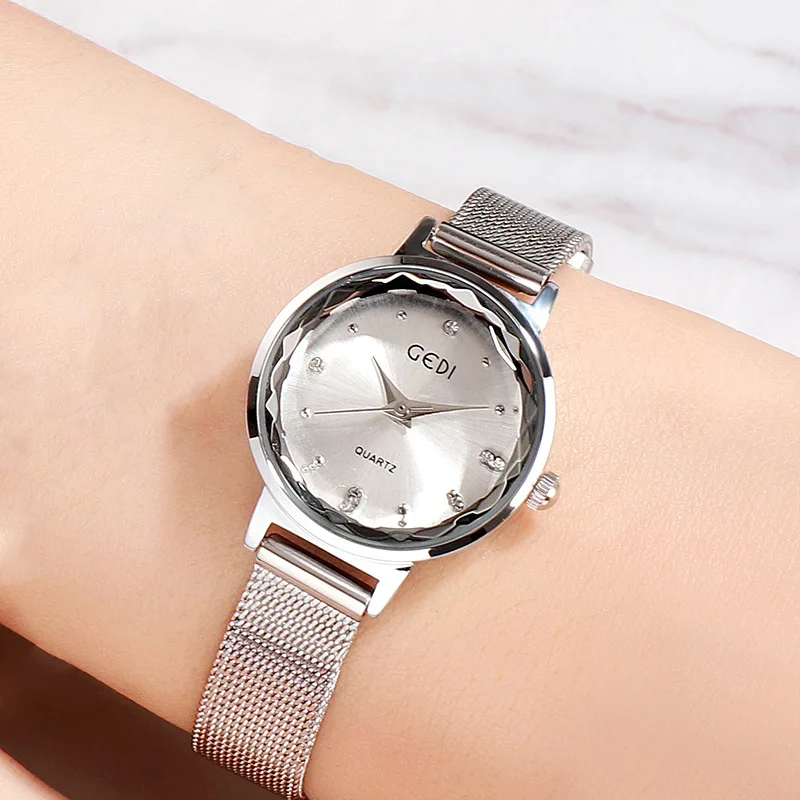YFY  minimalist chic waterproof stainless steel mesh strap women's quartz watch - versatile style