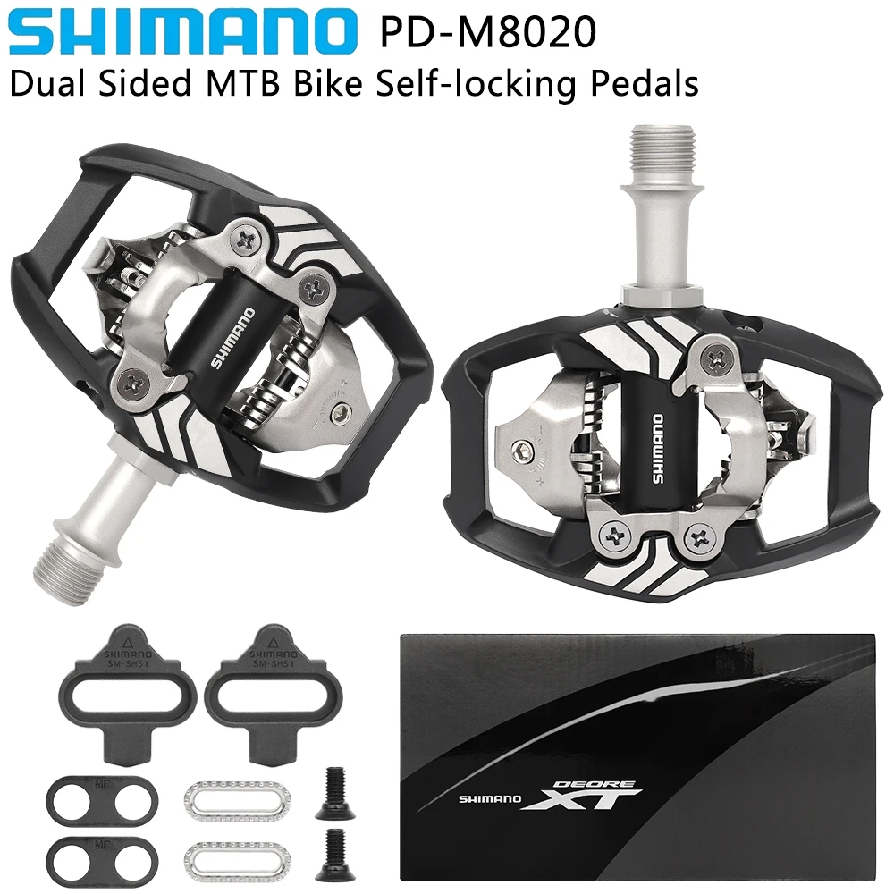 SHIMANO DEORE XT PD M8020 MTB Bike Pedal Dual Sided Racing Class Self-Locking Pedal with SH51 Original Parts