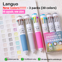 Languo 28 Color Ballpoint Pen Multicolor 0.8mm Cartoon Soft Grip Press Writing Pen for Drawing Overlay School Office Supplies