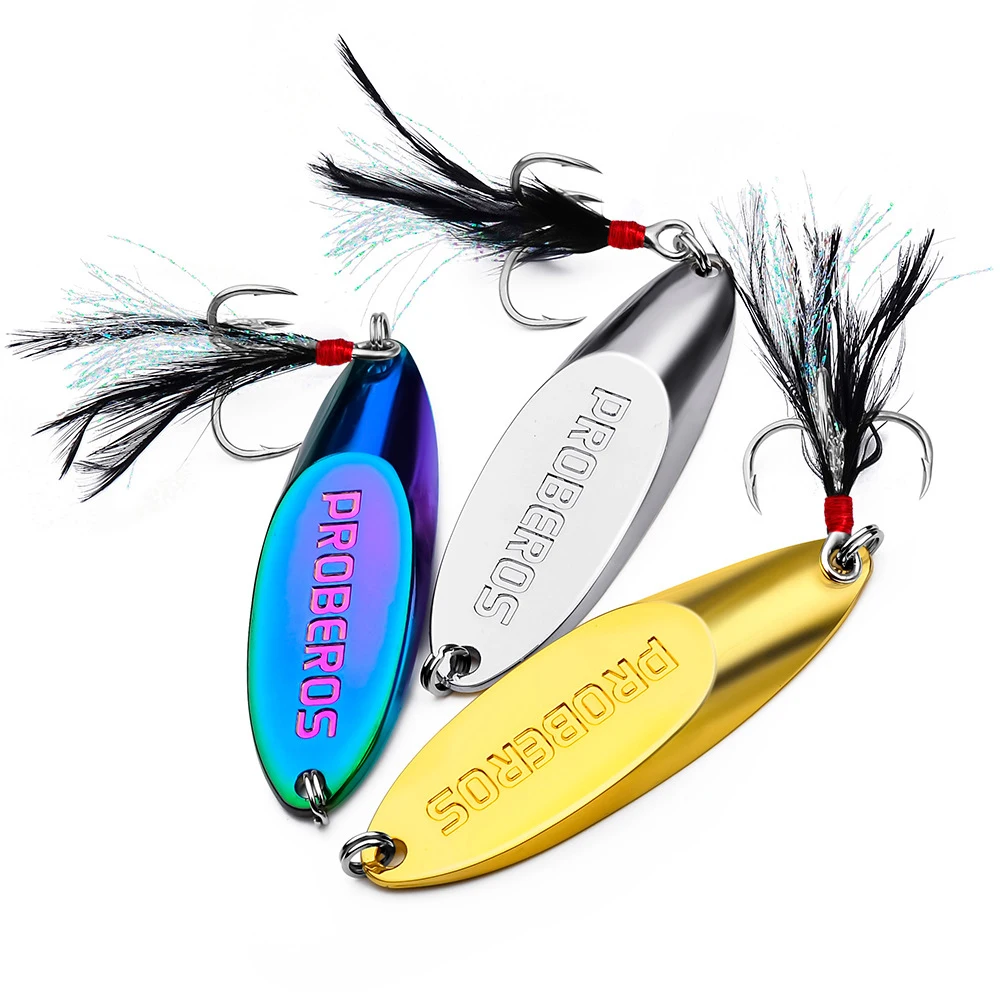 

PROBEROS 1pcs Spinner Bait Gold/Silvery/colorful 3g-18g Metal Lure Sinking VIB Spoon Fishing lure 3 Color Hard Wobbler dw603
