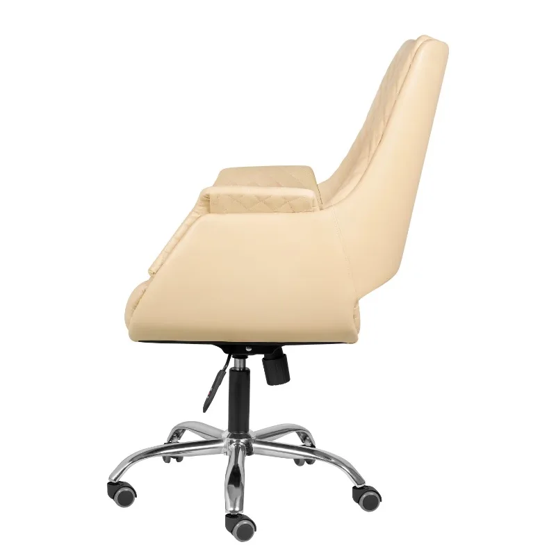 Nail room technician chair Beige PU leather material with backrest adjustable height