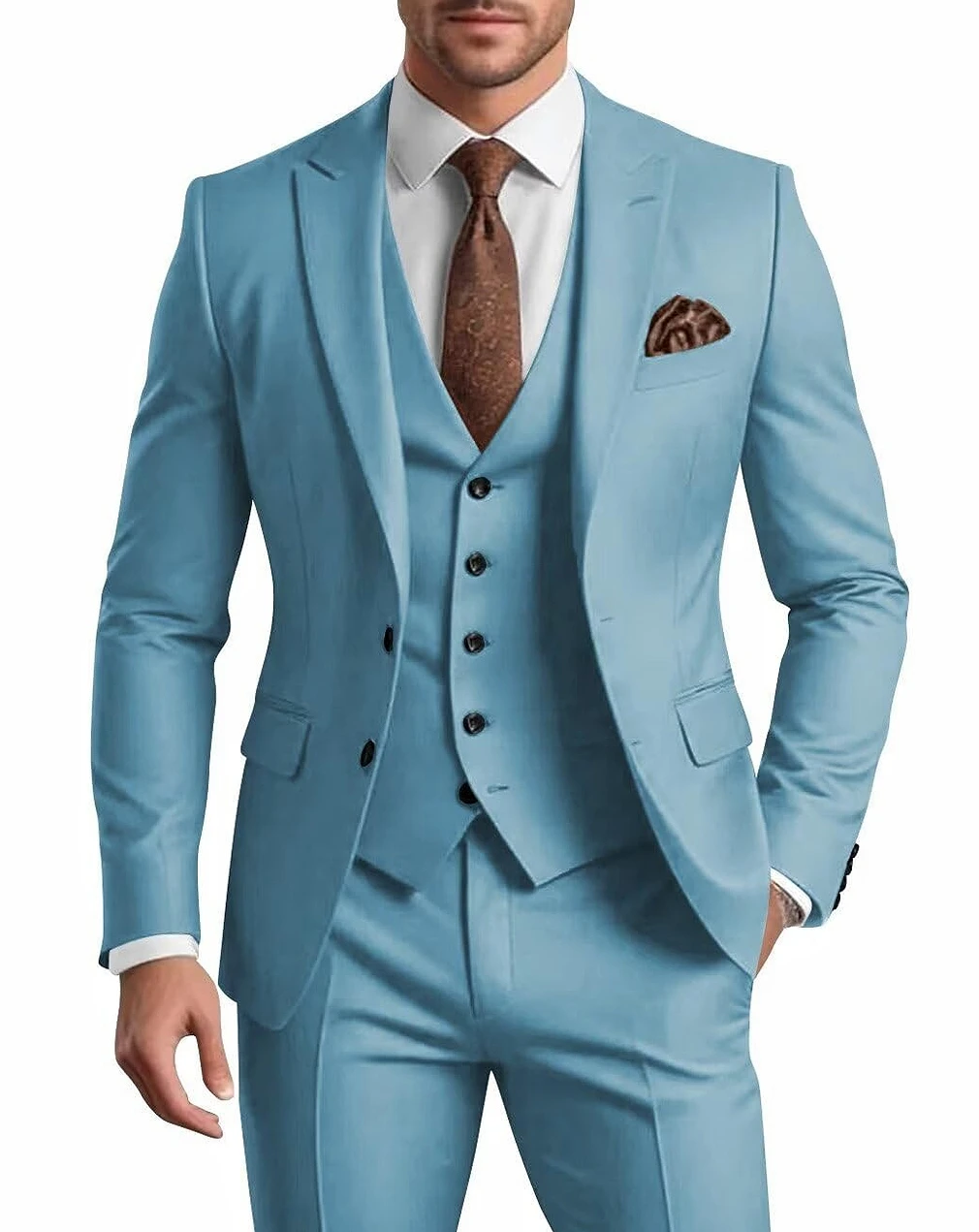 

High Quality Men Suits 3-Piece Set (Jacket+Vest+Pants) Slim fit Blazers Groom Wedding Tuxedo Formal Business Casual Costume