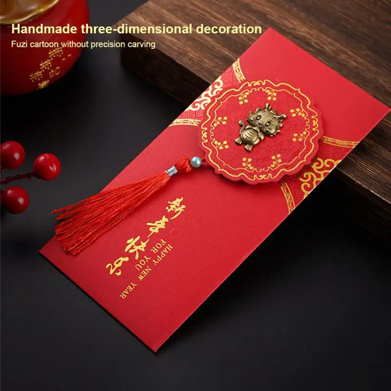 New Year Red Envelopes Durable Fun Chinese Traditional Gifts Red Envelope Lucky Wealth Festive Lunar New Year 2024 Thickening